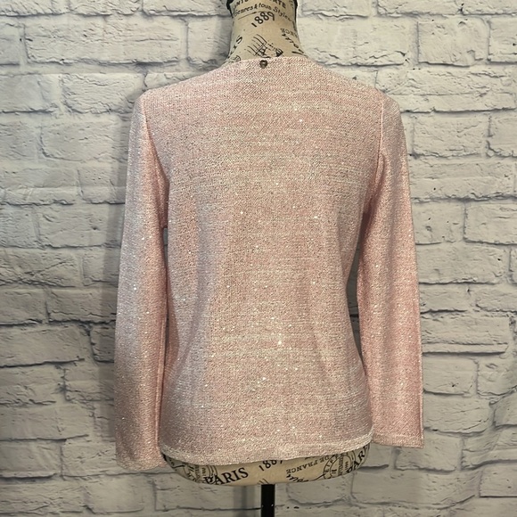 Sportsworks Studio Lightweight Sweater Top Pink Sequins Pockets Size Small USA - Picture 7 of 10